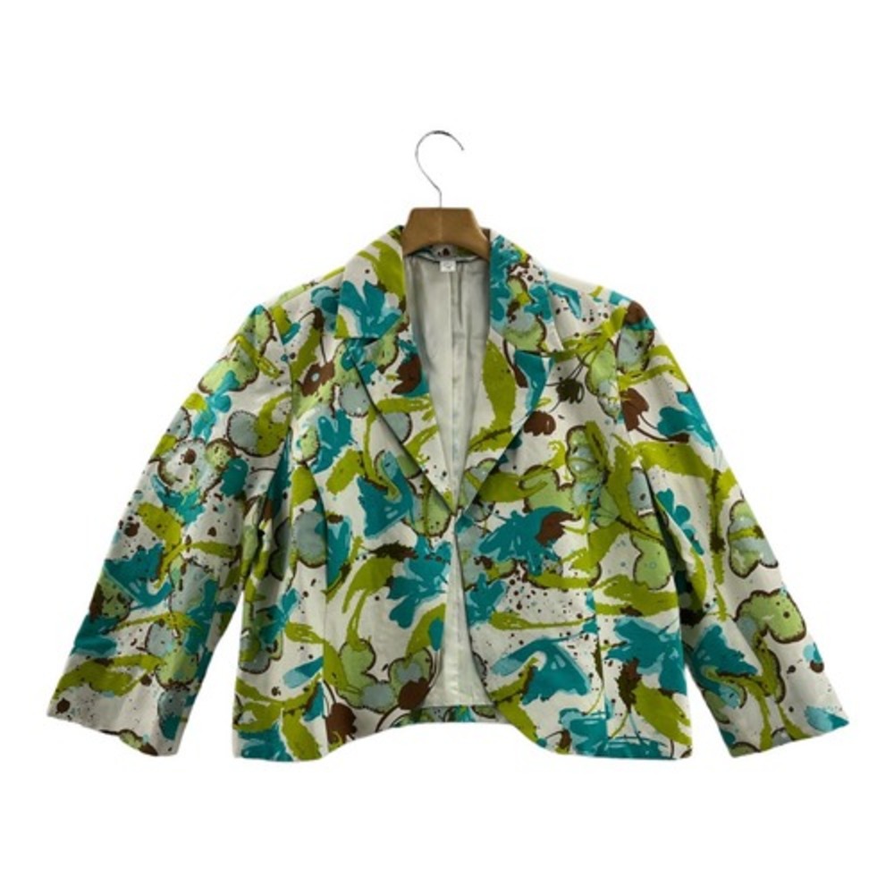 Austin Reed Blazer Jacket Floral Silk Linen Blend Women's Size 14